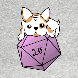 Frenchie on a D20 | French Bulldog | Fantasy Art | Dice Art | DND Dogs T-Shirt